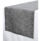 Solino Home Linen Table Runner 72 Inches Long - Black/Festive Shimmer Decorative Table Runner 14 x 72 Inch - Festive, Handcrafted and Machine Washable