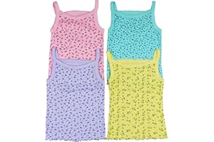 ToBeInStyle Girl's 4 Pack Ruffle Hem Spaghetti Strap Tank Tops