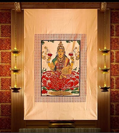 Buy Ixora Goddess Lakshmi Printed Polyester Door Curtain Temple