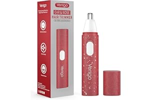 VENIGO Ear Nose Hair Trimmer Clipper - Professional Painless Hair Trimmer for Men and Women, Waterproof and Battery-Operated Hair Removal (Pearl Red)