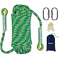 EMEKIAN Indoor Outdoor Climbing Rope, Static Rock Climbing Rope for Escape Rope, Ice Climbing Equipment, Fire Safety Rescue Rope, with Non Slip Gloves