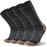 ANTSANG Merino Wool Hiking Socks, Full Cushion Thick Thermal Crew Socks for Men and Women, 4 Pairs