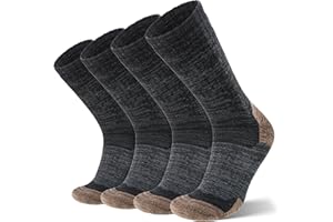 ANTSANG Merino Wool Hiking Socks, Full Cushion Thick Thermal Crew Socks for Men and Women, 4 Pairs