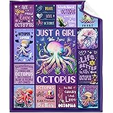 Octopus Blanket Gifts for Women Mom Girls Just A Girl Who Loves Octopus Throw Blanket Gifts for Kids Adults Warm Soft Octopus Blankets for Sofa Bed Camping Decor (50" L X 40" W)
