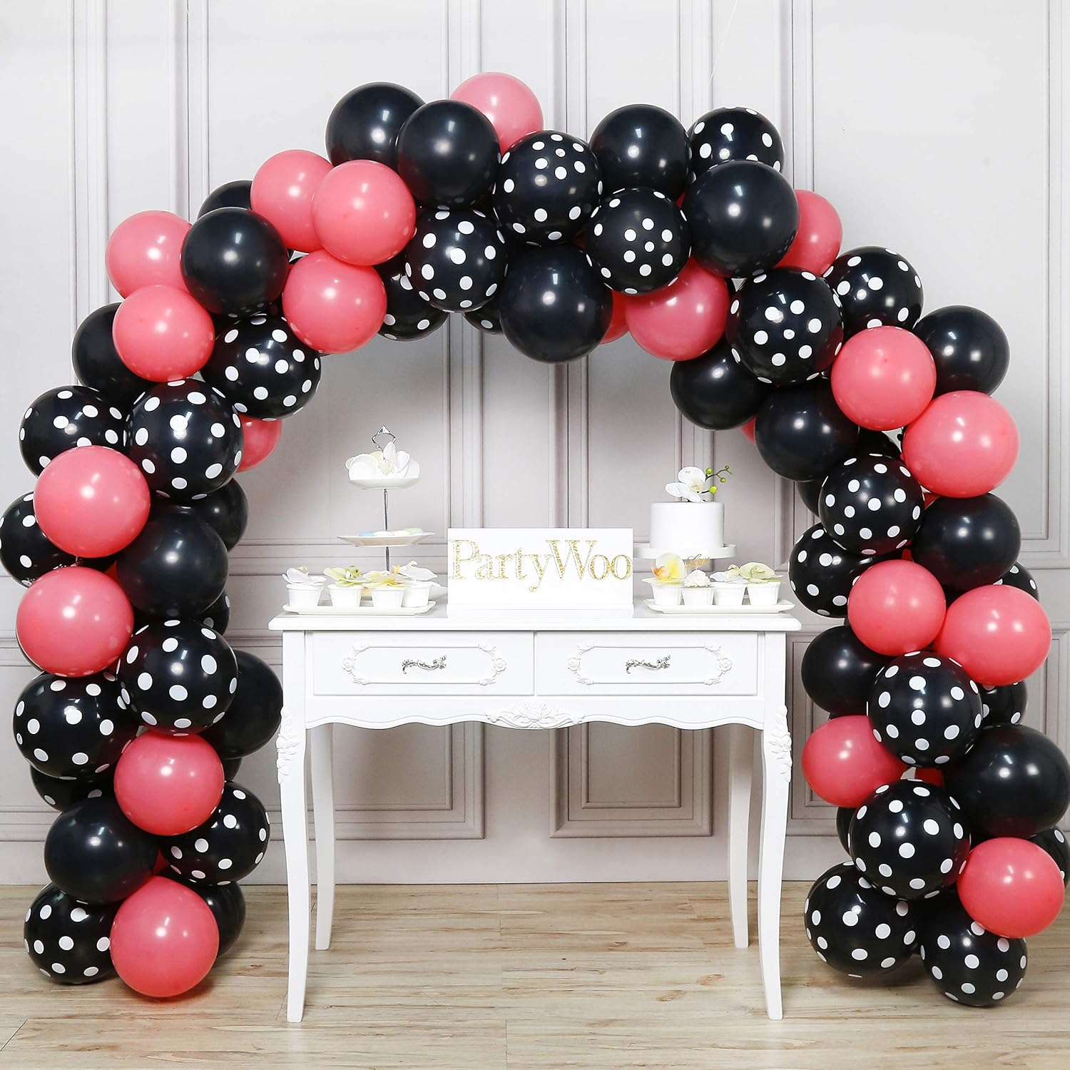 Partywoo Black And Pink Balloons 90 Pcs 12 Inch Black Balloons