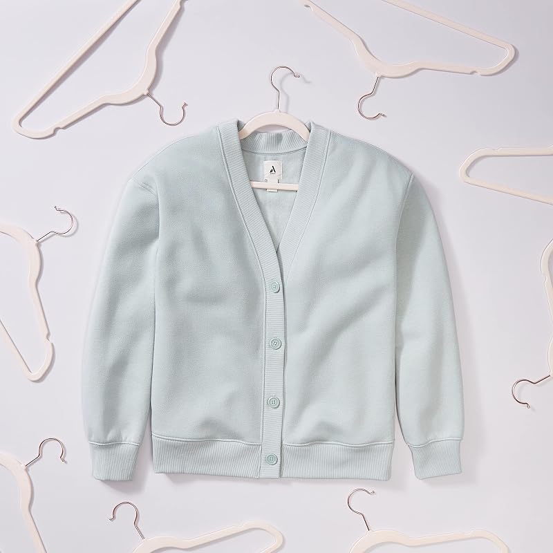 Cintres Fins, antidérapants, en Velours, Rose Carné/Doré, 50 unités