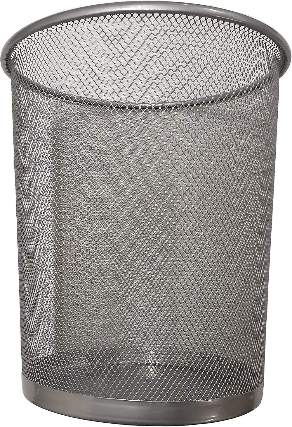 DIVCHI Round Trash Can Bin 1 Pack Silver Non-Slip Mesh Waste Paper Bin 27cm