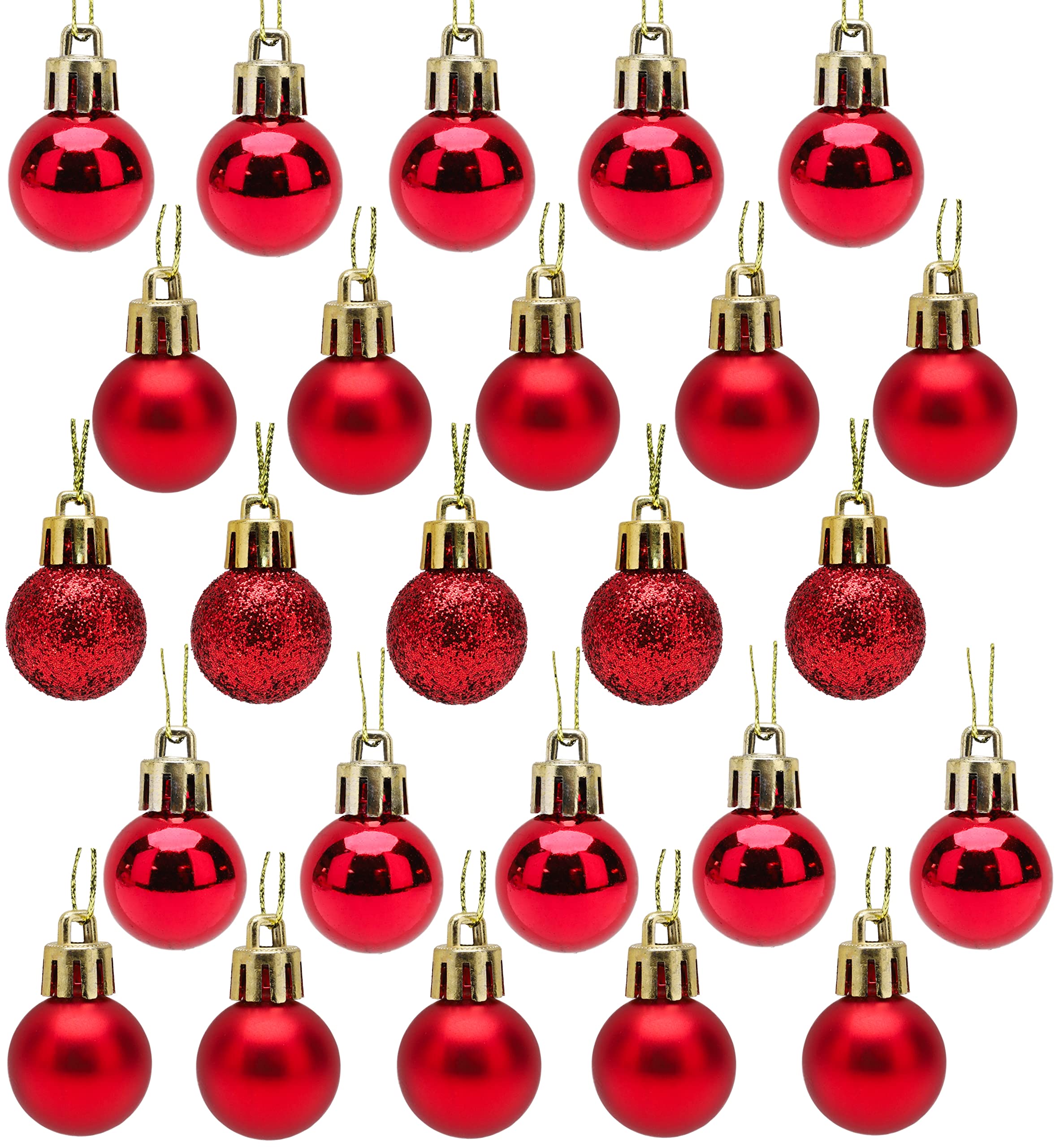 Toyland Pack of 25-25mm RED Shiny and Matt Christmas Tree Ornaments