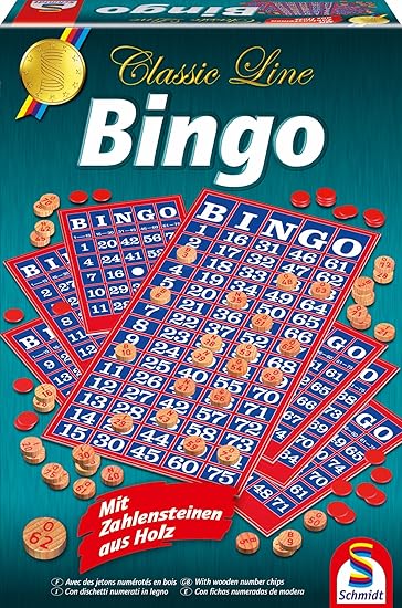 Schmidt Spiele 49089 49089-Classic Line-Bingo, Mit extra großen Zahlensteinen, bunt