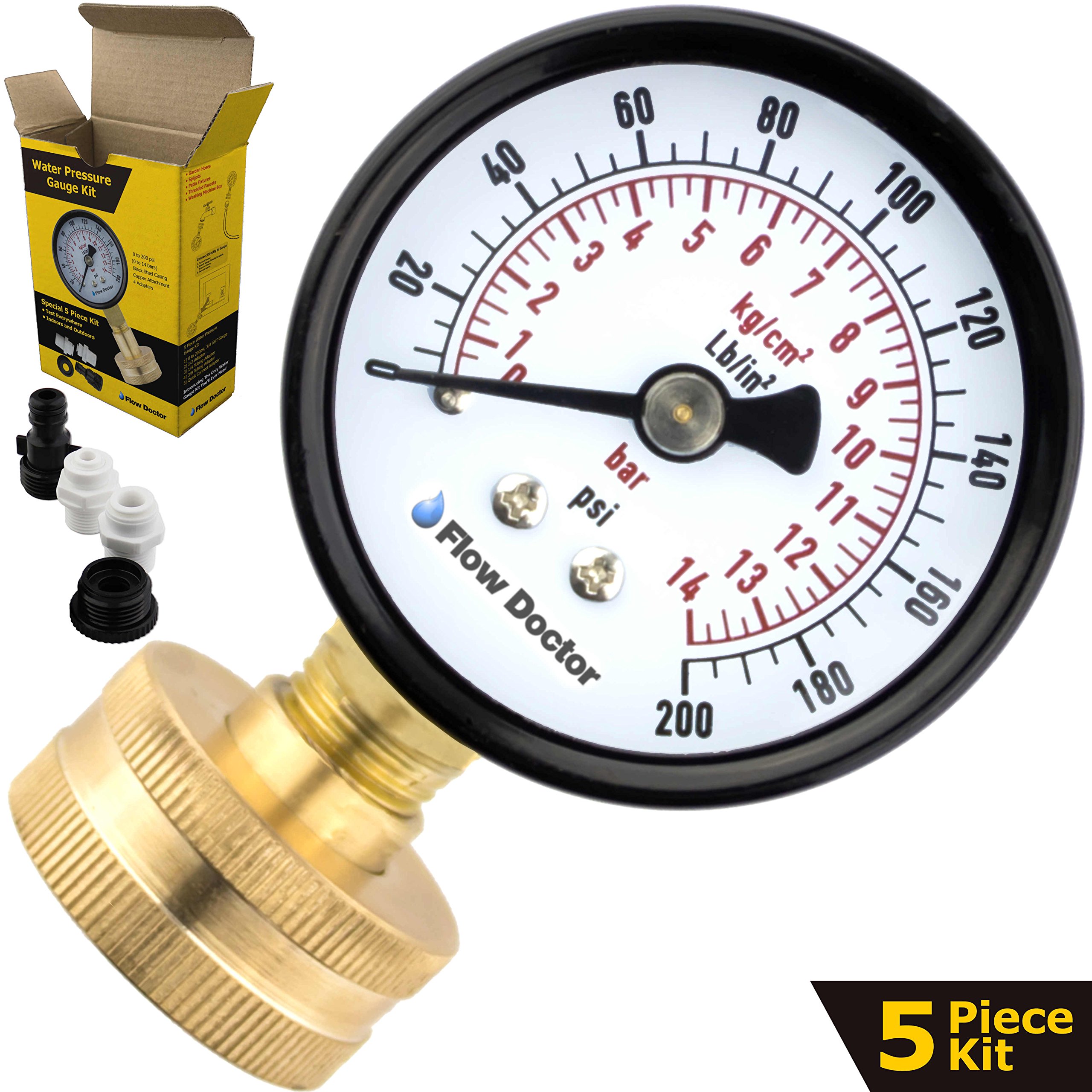 Water Pressure Gauge Kit Standard 3/4" Female Garden Hose Thread And 4