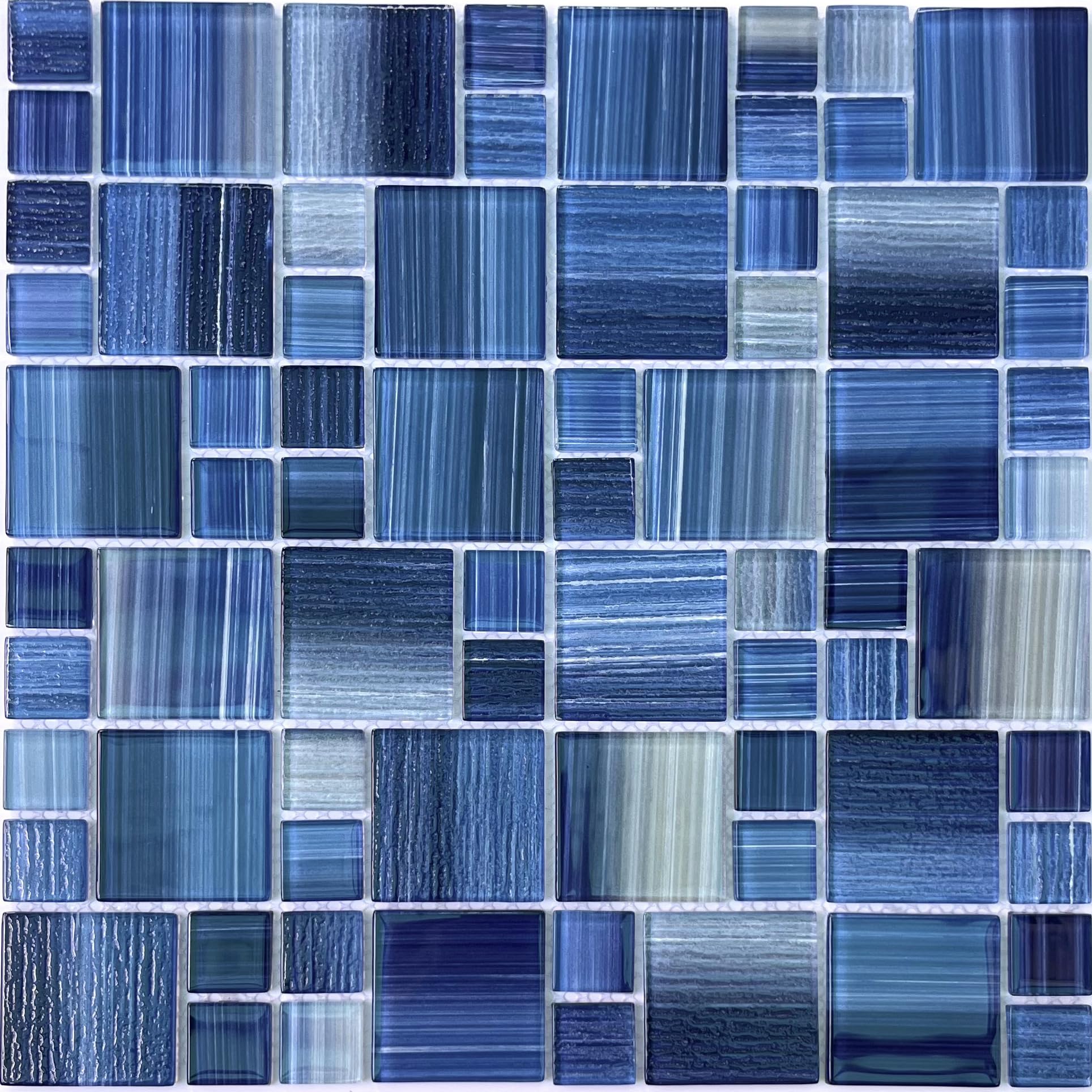 Photo 1 of *NOT SELF-STICKING*


Glass Mosaic Tile,Hand-Painted,12”X12” Ocean Blue, Glossy &Textured, Resistant Fading and Scratch for Pool Tiles,Kitchen Backsplash,Bathroom, Shower, Waterline, Fountain, Spa (5 Sheets,5 Sq.Ft.)