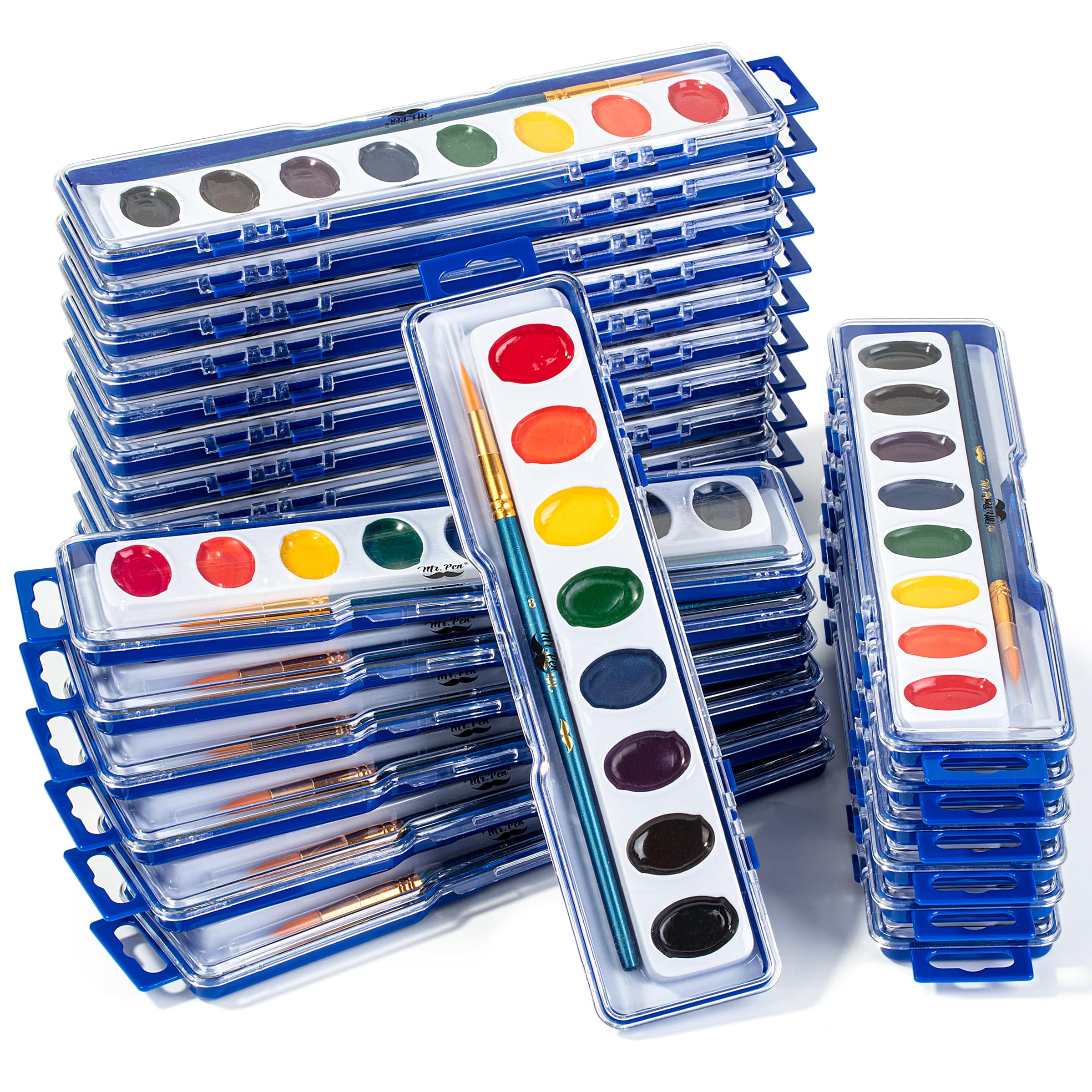 Mr. Pen- Washable Watercolors, 24 Pack, 8 Colors with Paint Brush, Bulk Watercolor Paint Set, Water Color Painting Kids, Watercolors for Kids and Adults