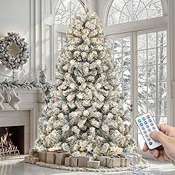 YITAHOME Prelit Snow Flocked Artificial Full