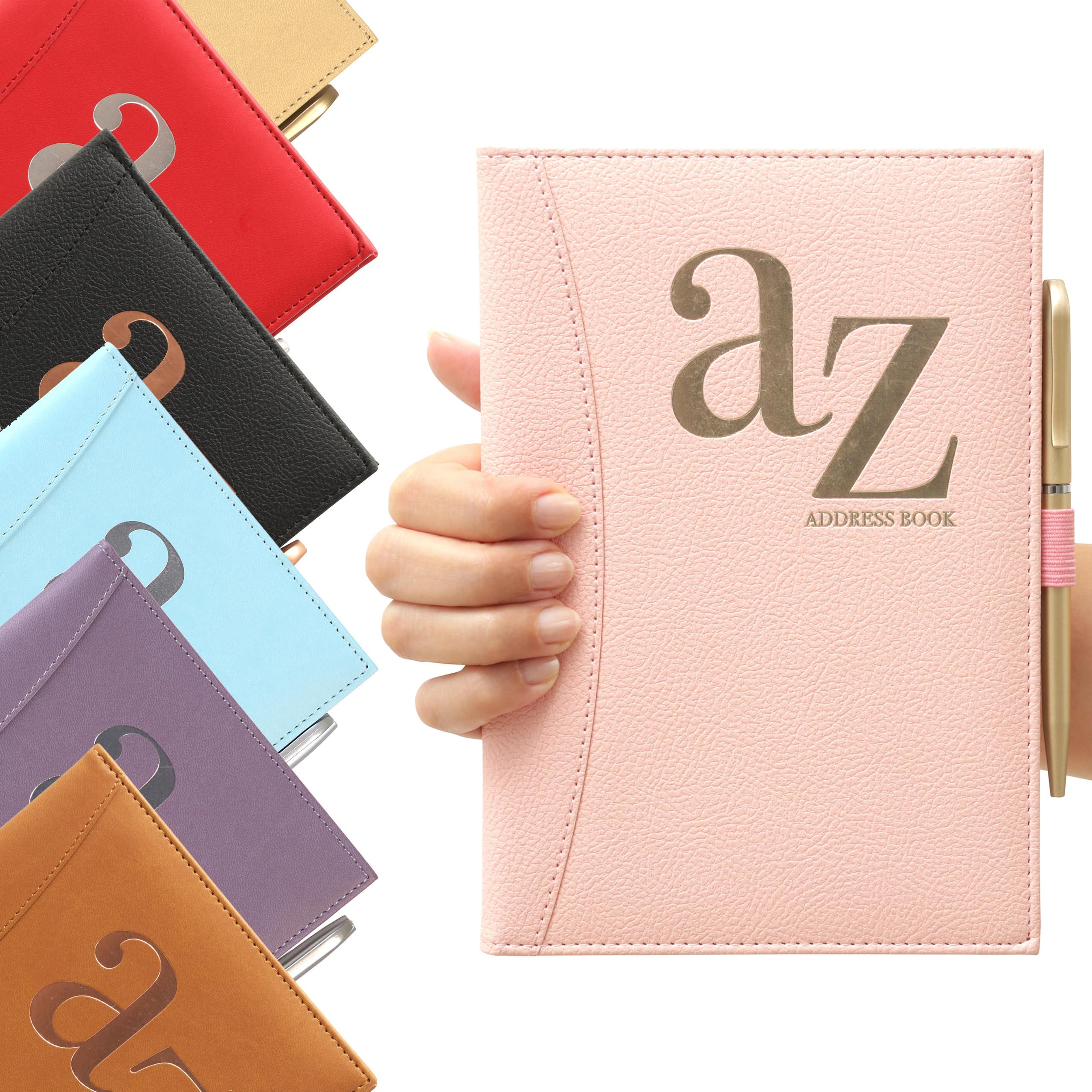 A to Z Telephone Address Book A-Z Index Hard Back Cover with Pen Address Book Home Office Work (Pink)