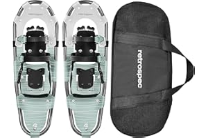 Retrospec Drifter Snowshoes for Women & Men - Lightweight Aluminum Frame Snow Shoes with Double Ratchet Binding System, Heel Lifts & Carry Bag for All Terrain Hiking & Winter Sports