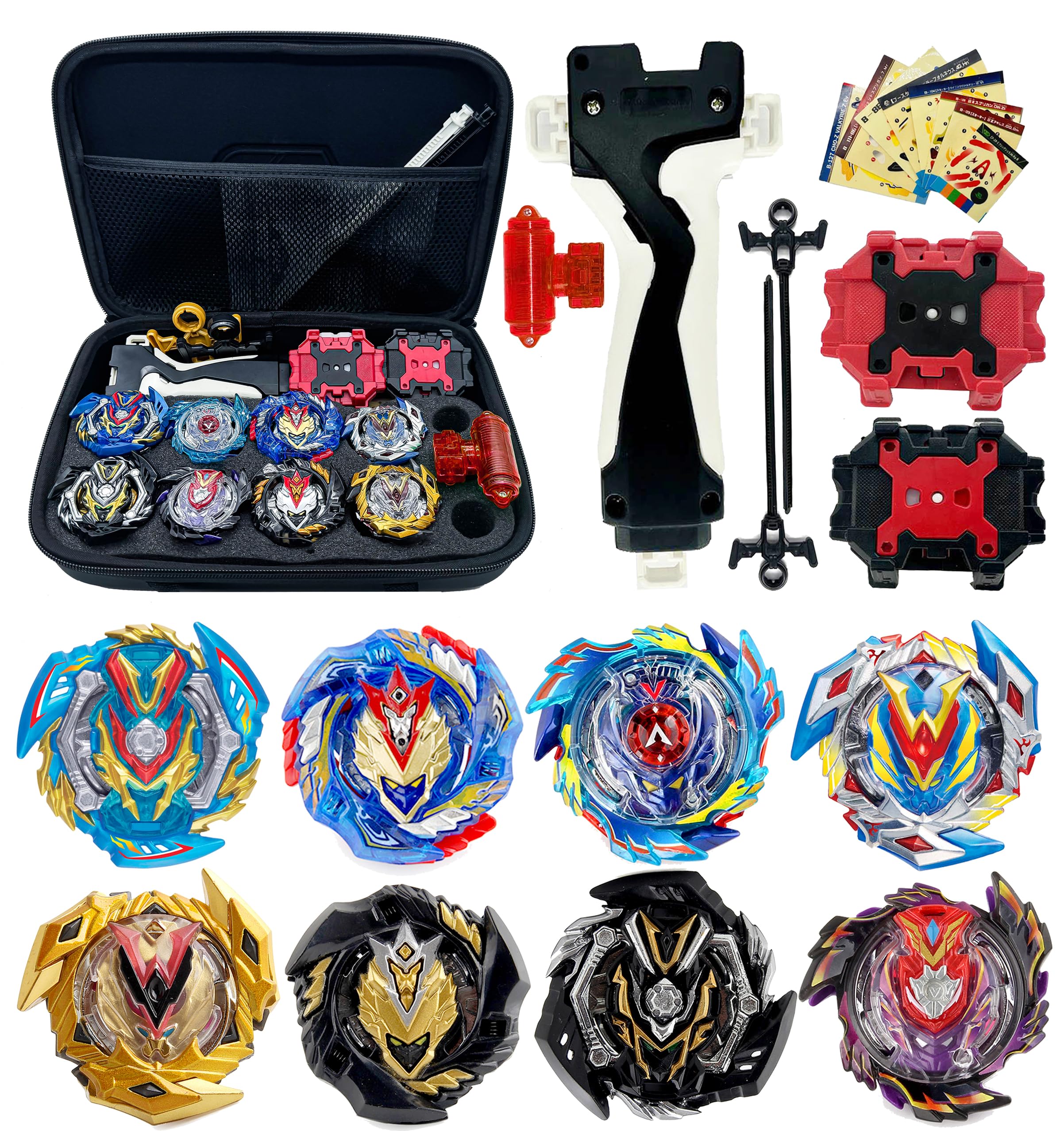 Gytobytle Valkyrie 8in1 Bey Toupie avec Sac, Metal Fusion Blade Gyro de Combat Jouet Set, avec Lanceur Poignée (Avancée)