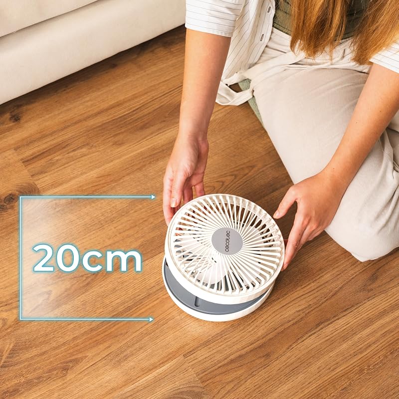 Ventilador Portátil Plegable 800 FoldAir Portable. Batería 7200mAh, Diseño Extensible y Ajustable, 5 Aspas Aerodinámicas, 8 Pulgadas, 3 Velocidades, Fácil Control