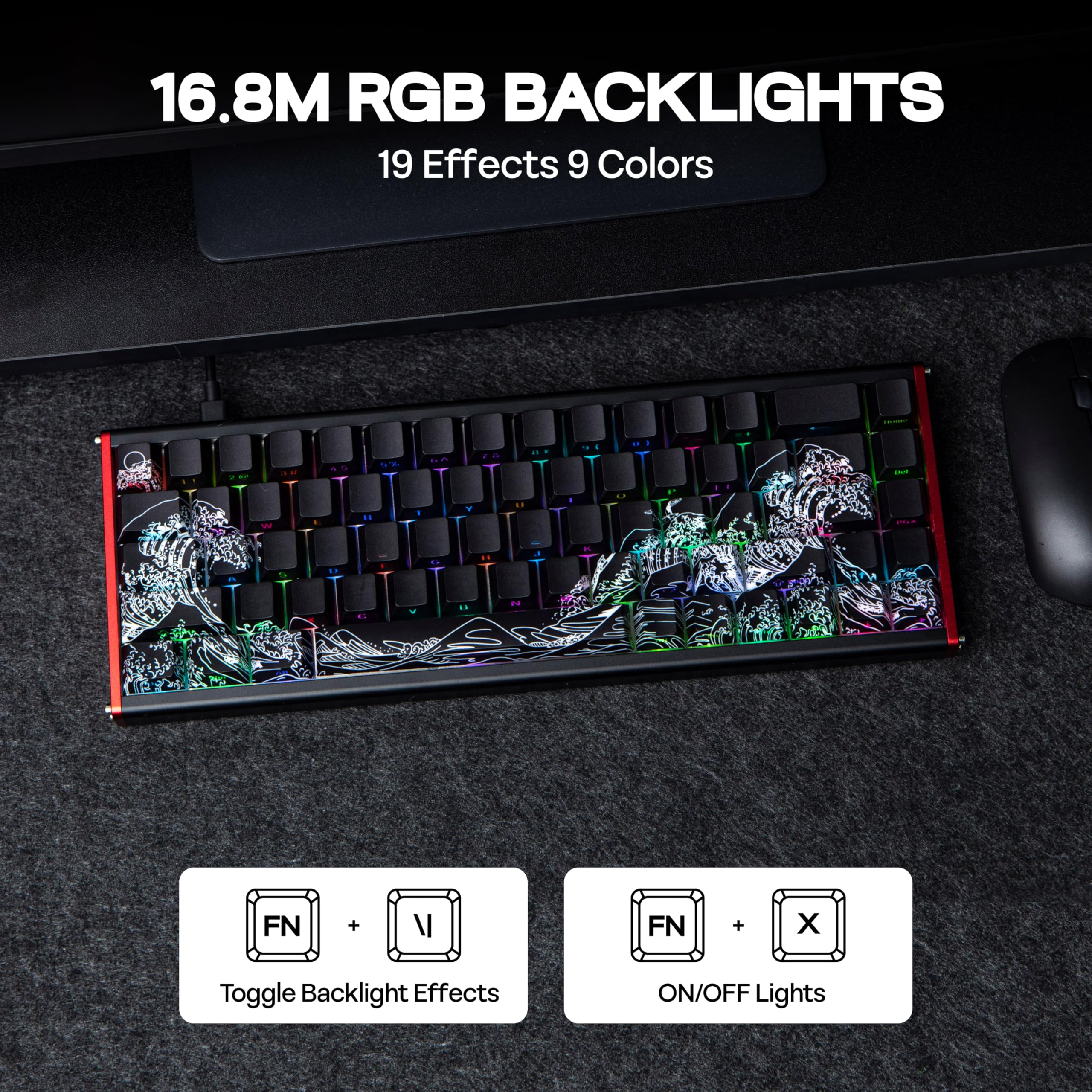 AJAZZ ALUX68 HE Aluminum Rapid Trigger Gaming Keyboard with Magnetic Switch, Wired Hall Effect Keyboard with 8K Polling Rate, 0.125ms Latency, RGB Backlight (Black Side-Printed, ALUX68)
