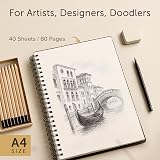 String & Space A4 Sketch Book Hardcover 200gsm 40 Sheets Spiral Bound 21.6x28cm view 4