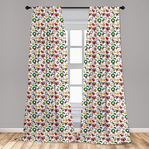 Amazon Com Lunarable Christmas Window Curtains Classical