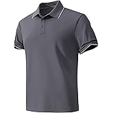 KAOKLRNI Men's Quick-Dry Active Polo Shirts for Golf & Tennis Short Sleeve Lightweight Tactical Shirt