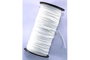 HELIDA Elastic Band for Sewing, Braided Stretch High Elastic Cord for Costume Mask Making Supplies (White, 1/6" × 100 Yards)
