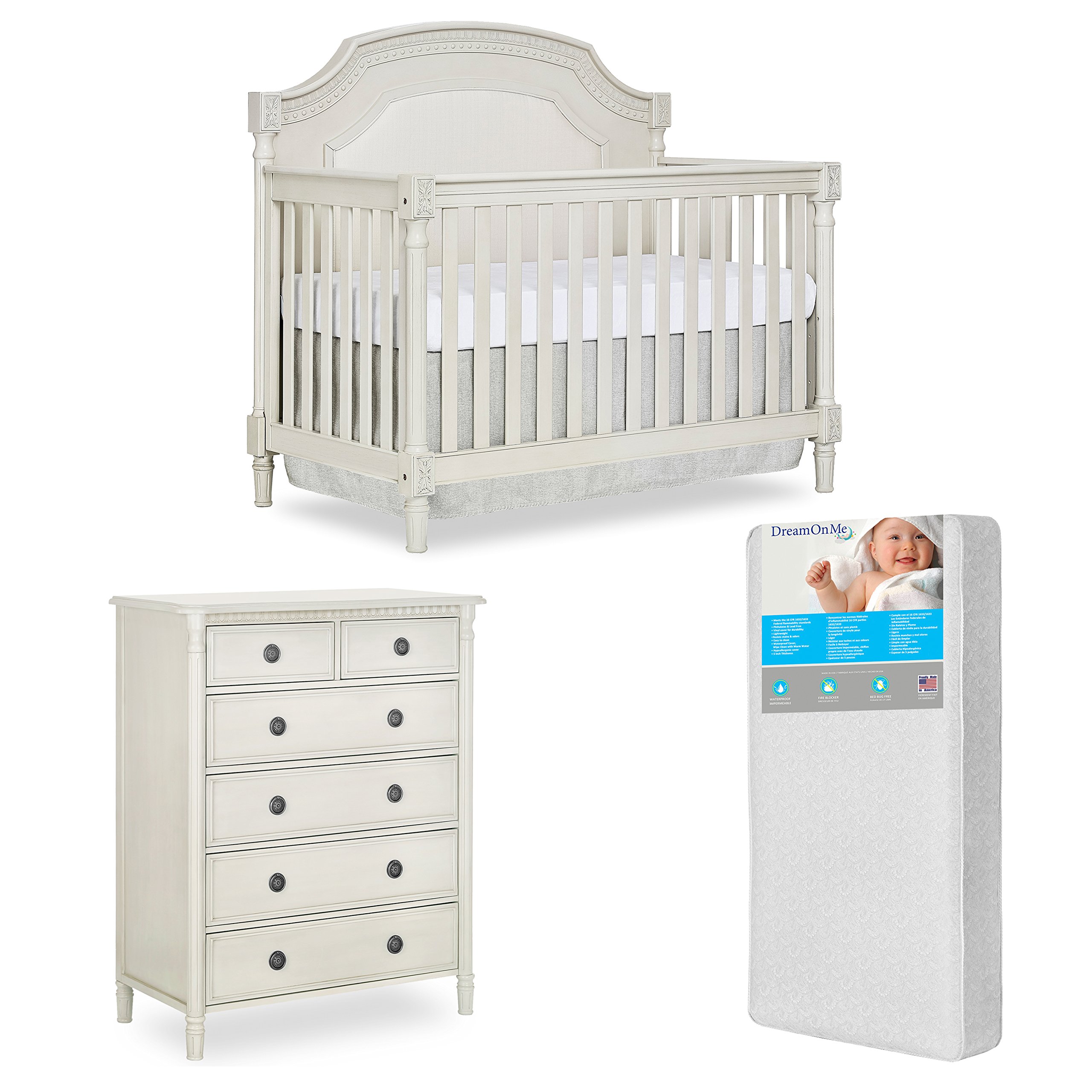 Evolur Julienne in Convertible Crib and Dressers Chest with