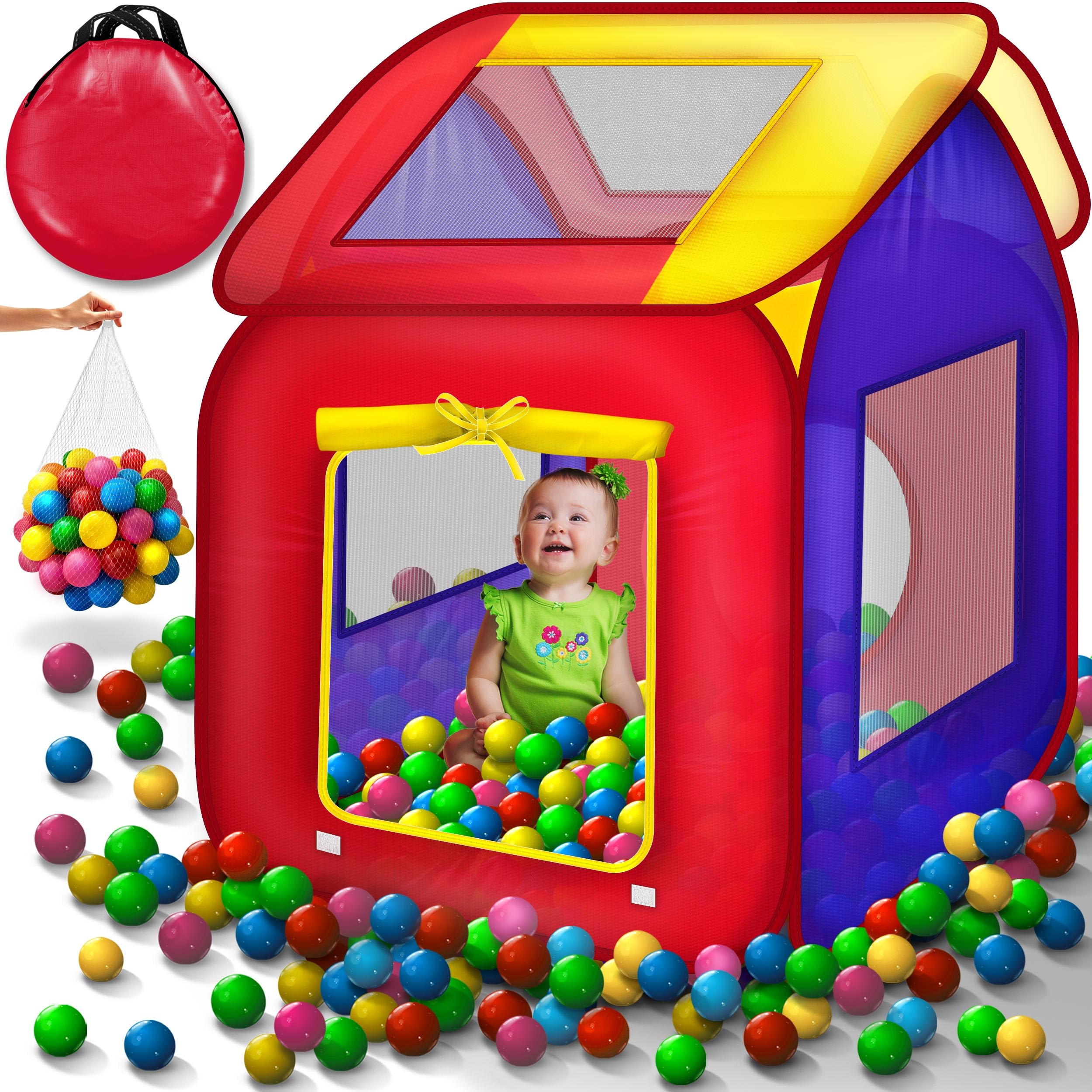 KIDUKU® Childs Play Tent Pop-Up Ball Pool + 200 Balls + Carrying bag for indoor and outdoor use