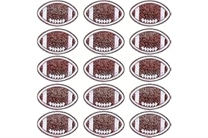 ZZXLLRO 16pcs Sequin Football Patch, 2 Inch White Stitches Brown Football Iron on, Embroidered Applique Sewing Patches for Clothing, Bags, Jackets, Jeans DIY Accessory Craft Decoration