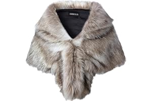 Caracilia Faux Fur Shawl Wrap Stole Shrug Winter Bridal Wedding Cover Up