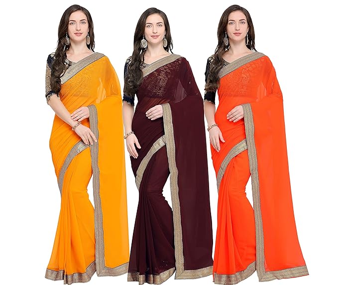 Set of 3 Traditional Chiffon Sarees
