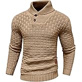 Zaitun Men's Turtleneck Sweater Shawl Collar Pullover Sweaters Regular Fit Knitted Tops