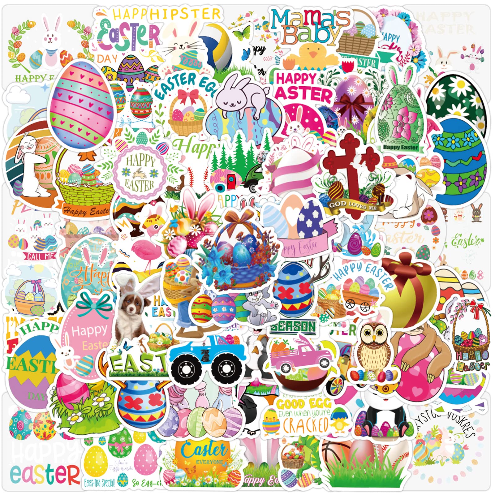 Photo 1 of 100 Pcs Easter Stickers Easter Decorations Vinyl Waterproof Stickers for Laptop Water Bottles Envelopes Gifts Tags Crafts Windows Snowboard