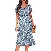 VOBCTY Women's Casual Short Sleeve Tshirt Dress Summer Side Split Loose V Neck Dresses