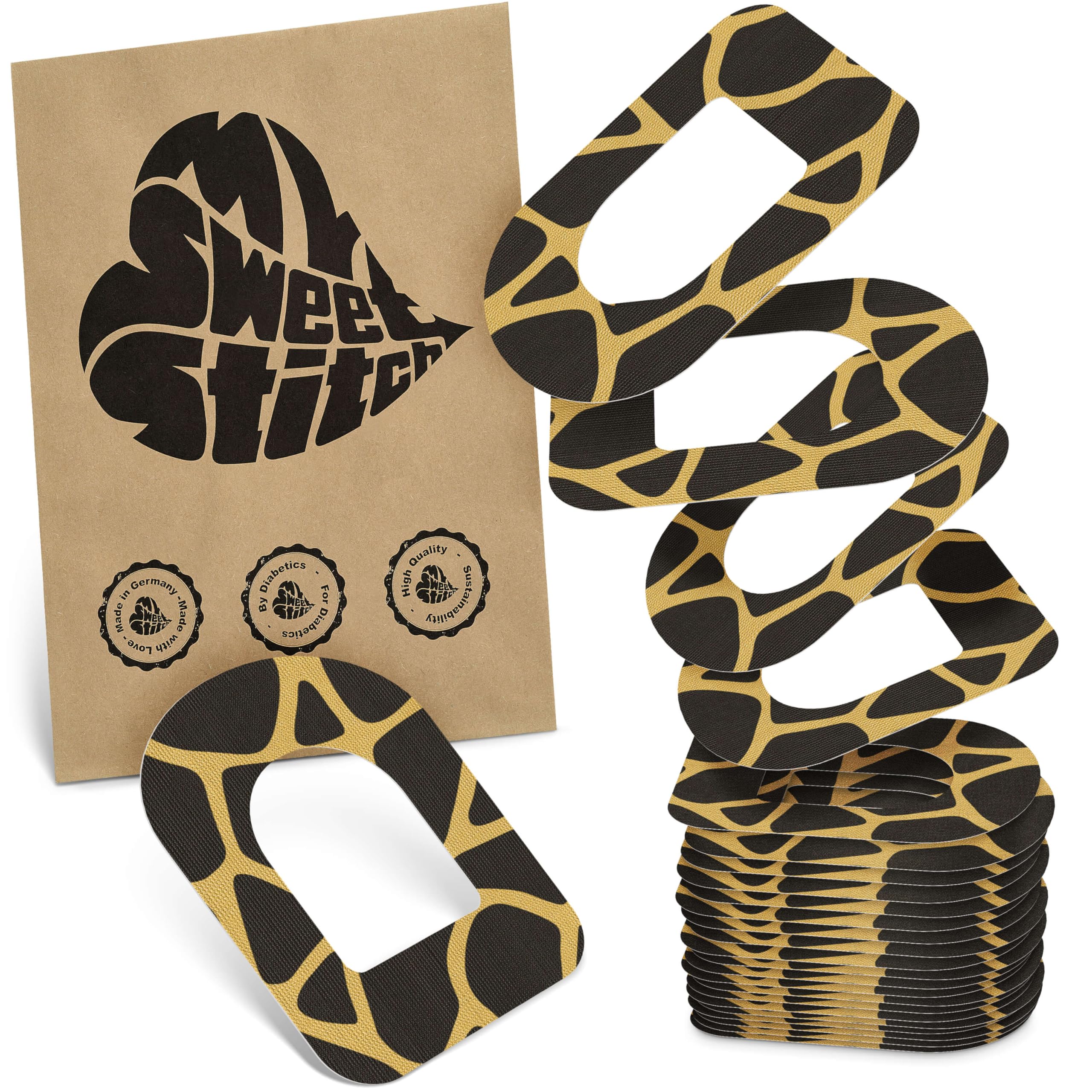 MySweetStitch - 25 x Omnipod Patches, Ring Patch Ø 95 x 72mm, Waterproof, Breathable, Skin-Friendly, Made in Germany, Savannah