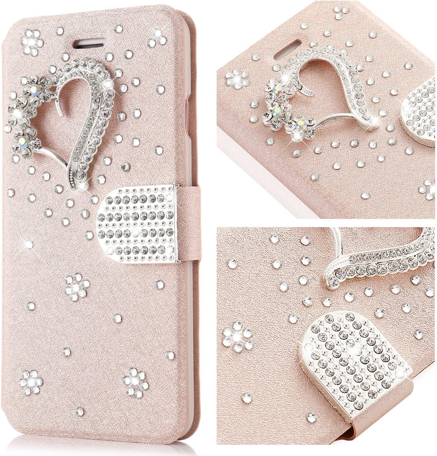 for iPhone 11 Pro Max Case,L-FADNUT Bling Jewellery Crystal Rhinestone Flip PU Leather Case,3D Love Magnetic Diamond Buckle Cover with Stand Wallet Card Holder for iPhone 11 Pro Max