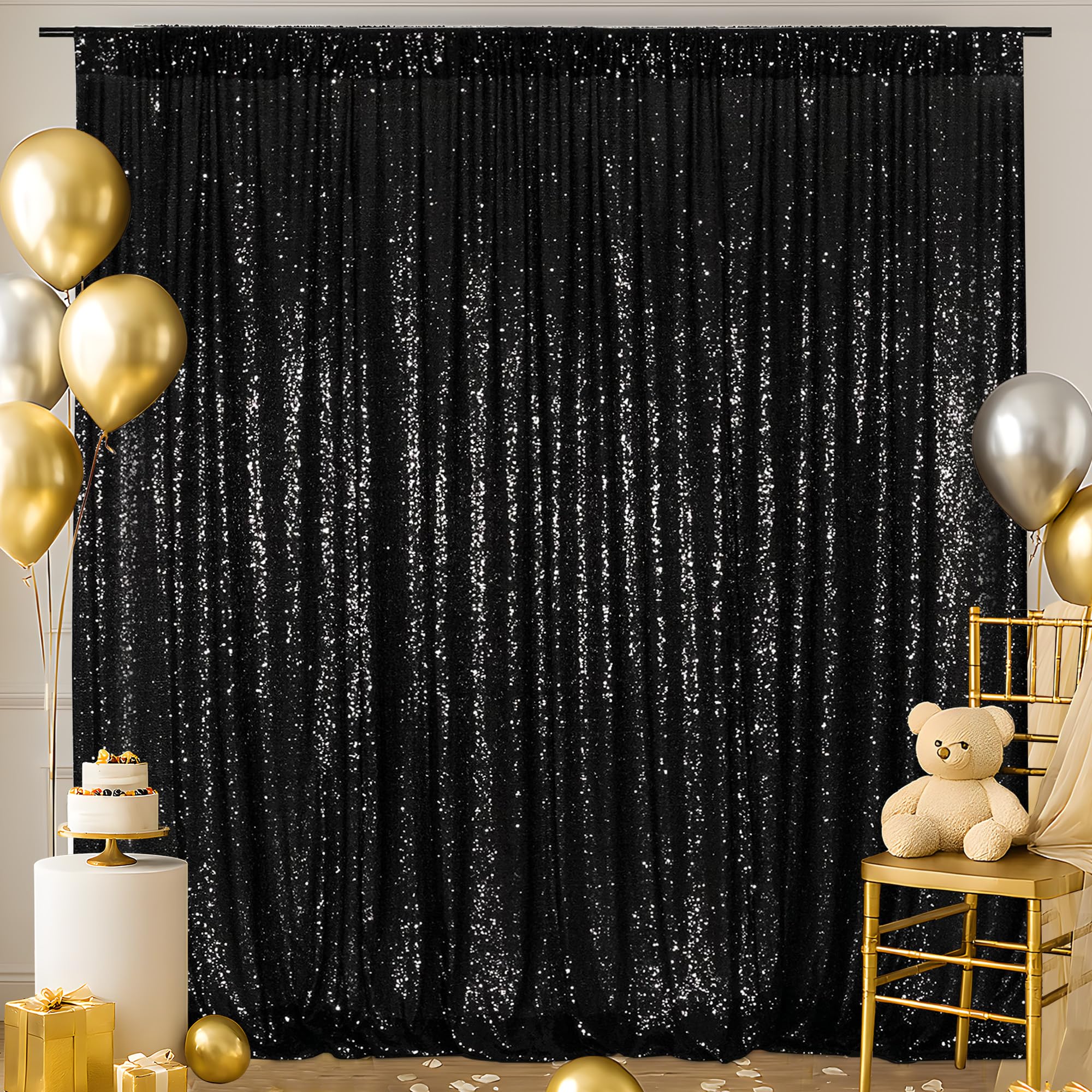 Eternal Beauty 182x214cm Black Shinny Sequin Photography Backdrop Party Prom Wedding Youtobe Banquet Photo Background (6x7 feet)