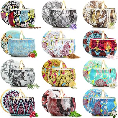 Yinuo Mirror 12 Scented Soy Candle Set 70 g Each Gift Box Floral