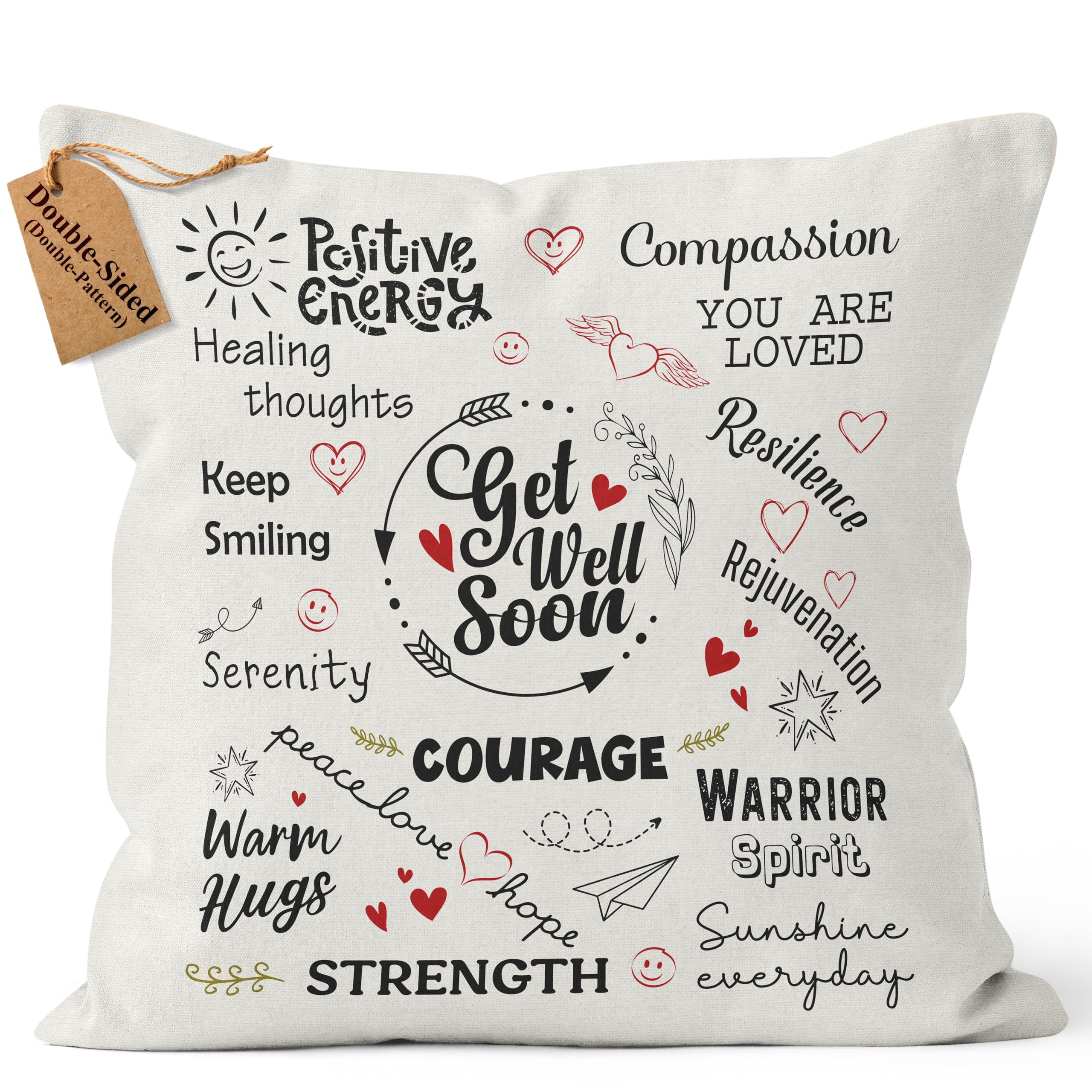 CROWNLY® (Double-Sided) Get Well Soon Gifts for Women and Men Pillow Cover Inspirational 18x18 Throw Pillows Kids Feel Better