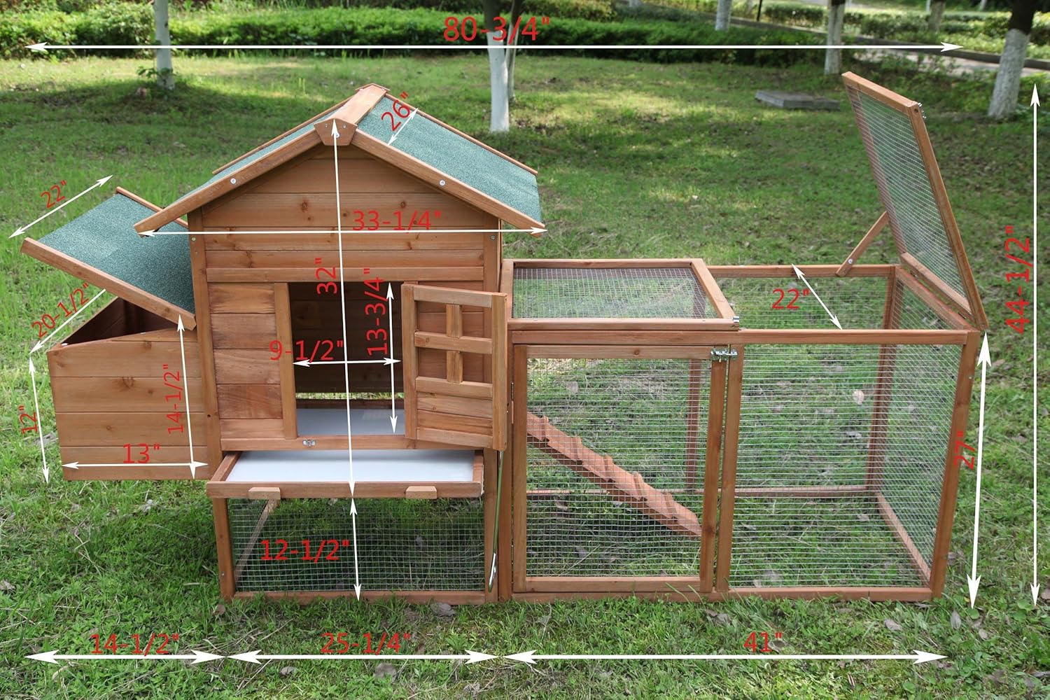 Ecolinear Outdoor 80 Wooden Chicken Coop Nest Box Hen House Poultry Pet Hutch Garden Backyard Cage Chicken Coop