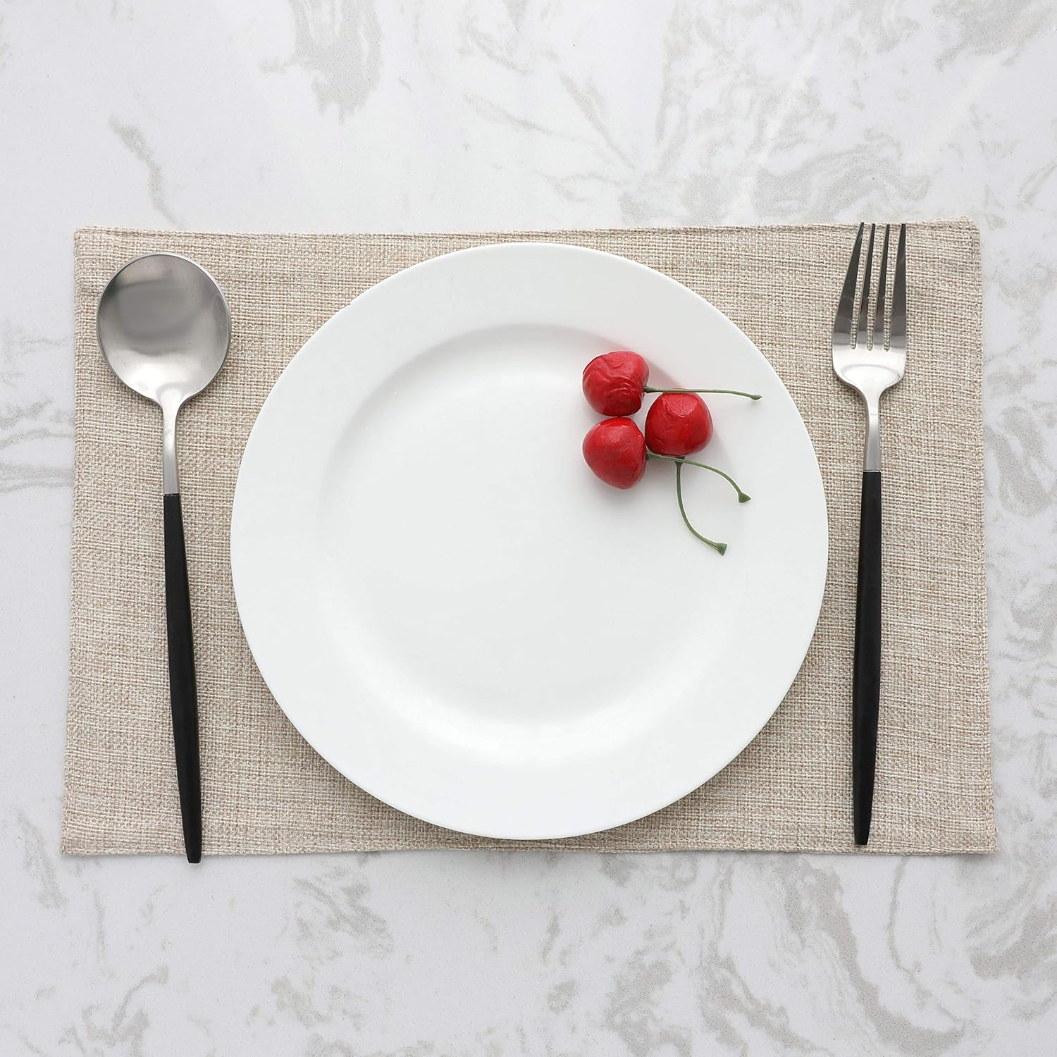 Home Brilliant Set of 4 Placemats Heat Resistant Dining Table Place Mats Kitchen Table Mats, Light Linen: Home & Kitchen