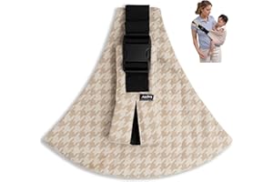 Lujifo Baby Sling Carrier for Toddler, 2025 Upgraded Houndstooth Baby Carrier Sling, Premium Cotton Linen Adjustable in Both Front and Back Shoulder Strap, Portable and Lightweight Toddler Carrier