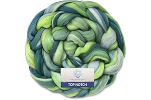 LIVING DREAMS YARN Top Notch Superfine Merino Fiber for Spinning & Felting. Super Soft Combed top roving in Stunning Color Blends, Whirled Peas