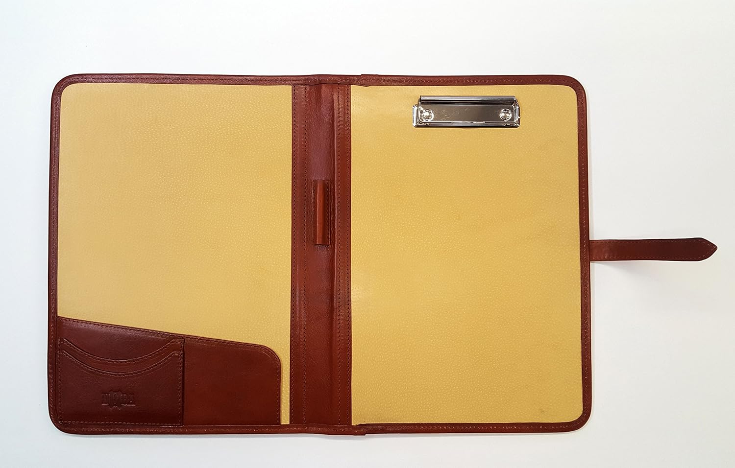 A4 Italian Leather Folder For Professional Presentations, Conferences, Notepad, Portfolio, Writing Case (Cognac): Desk Accessories & Storage Products