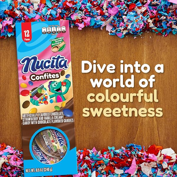 NUCITA CONFITES, CREAMY CHOCOLATE, VANILLA AND STRAWBERRY CANDY,12 CT BOX, 8.5 OZ