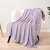 PAVILIA Lavender Purple Throw Blanket for Couch Bed, Soft Fleece Throws for Sofa Chair, Fuzzy Waffle Textured Blanket, Cozy Warm Lightweight All Season Blanket Throw, 50x60