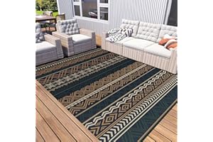 MontVoo Outdoor Rug Carpet Waterproof-Patio Rug Mat 5x8 Reversible RV Camping Rug Picnic Mat Plastic Straw Outside Rug for Balcony Porch Deck Beach-Boho Outdoor Area Rug for Patio Decor Colorful