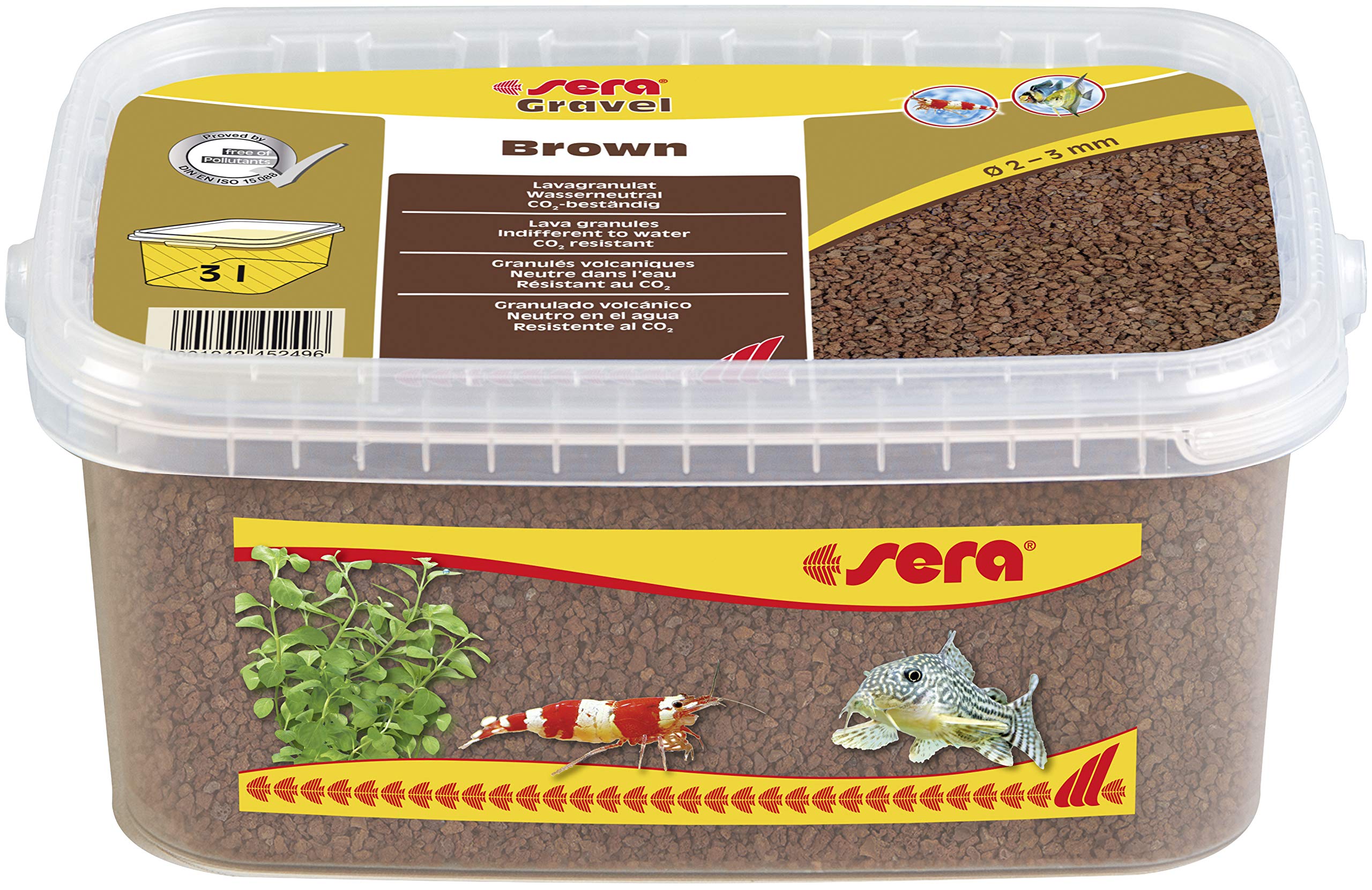 Sera Gravel Brown (2-3 mm) - Aquarium Gravel for All Aquariums - Suitable for Shrimp & Fish - 3 Litres