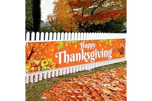 KatchOn, Happy Thanksgiving Banner Outdoor - Xtralarge, 120x20 Inch | Yard Banner for Thanksgiving Banners for Outside | Yard Decorations Outdoor, Happy Harvest Decor, Autumn Decor
