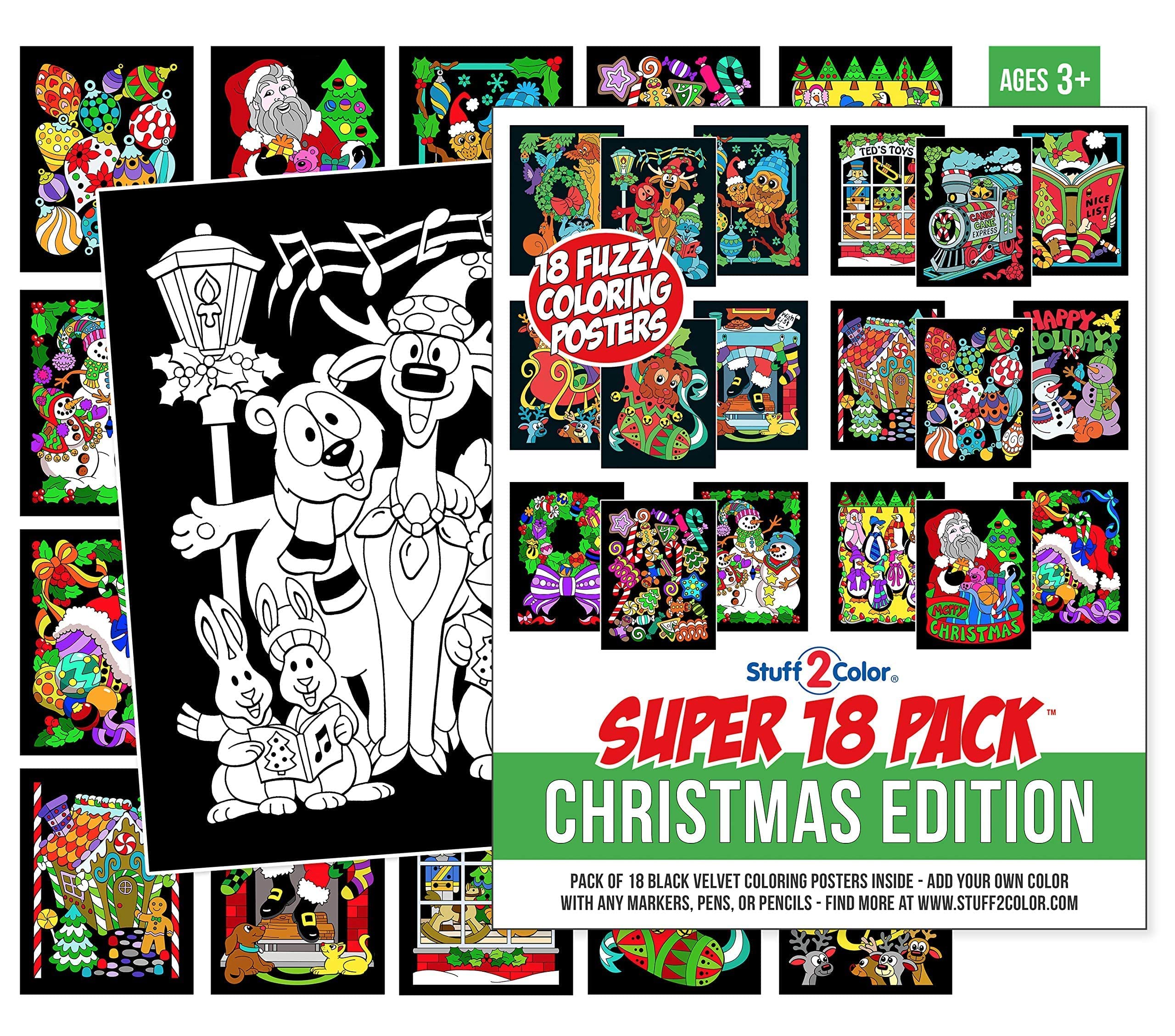 Stuff2Color Fuzzy Velvet Coloring Posters (Christmas Edition) Pack of 18